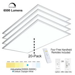 2 ft.x4 ft. 6500Lumen 600W Equivalent White Dimmable Color Changing CCT Integrated LED Flat Panel Light Troffer(20-Pack) by eSenLite