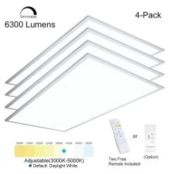 2 ft.x4 ft. 6500 Lumen 600W Equivalent White Dimmable Color Changing CCT Integrated LED Flat Panel Light Troffer(4-Pack) by eSenLite -Home Lights Store white esenlite troffers eefptl2460w rc 4 d4 1000