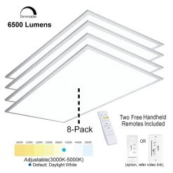 2 ft.x4 ft. 6500 Lumen 600W Equivalent White Dimmable Color Changing CCT Integrated LED Flat Panel Light Troffer(8-Pack) by eSenLite