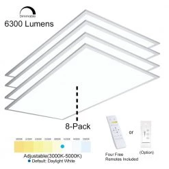 2 ft.x4 ft. 6500 Lumen 600W Equivalent White Dimmable Color Changing CCT Integrated LED Flat Panel Light Troffer(8-Pack) by eSenLite -Home Lights Store white esenlite troffers eefptl2460w rc 8 d4 1000