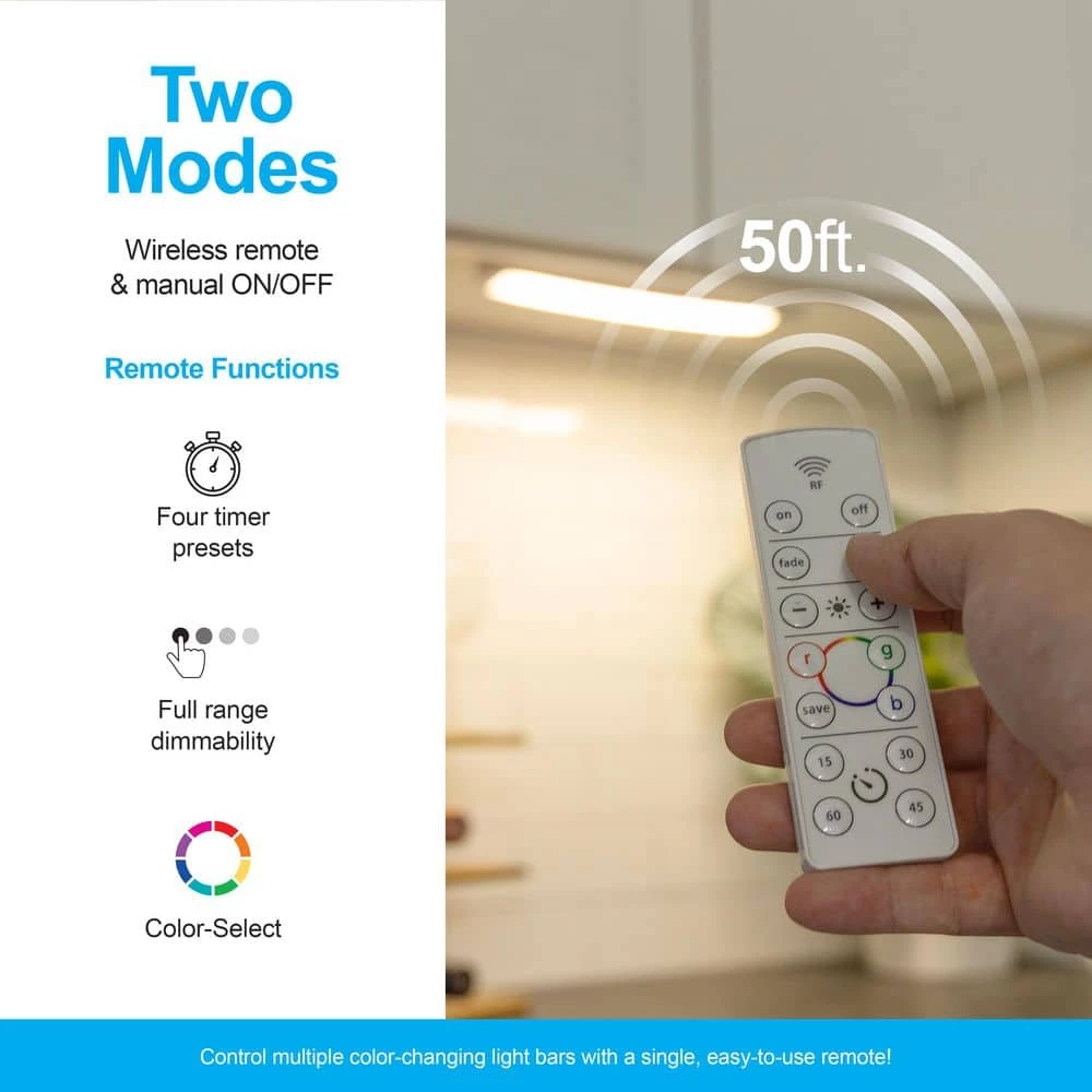 Battery-Operated 12 in. LED Color-Changing Under Cabinet Light Bar by GE 6 Battery-Operated 12 in. LED Color-Changing Under Cabinet Light Bar by GE - Image 4