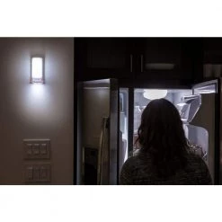 White Wireless Motion-Sensing LED Sconce by GE -Home Lights Store white ge wall sconces 17455 1f 1000