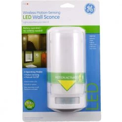 White Wireless Motion-Sensing LED Sconce by GE -Home Lights Store white ge wall sconces 17455 fa 1000